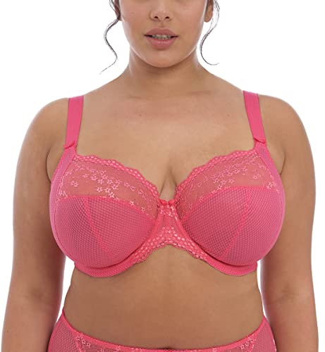 Elomi Women's Charley Stretch Lace Underwire Plunge Bra, Opaque, Honeysuckle, 34F