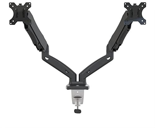 Barkan Doppel Monitor Halterung 13 - 29 Zoll LED/LCD Schreibtisch Bildschirm Halterung, Gasdruckfeder arm, Monitor Tischhalterung ​schwenkbar / höhenverstellbar, Ergonomischer, hält bis 12Kg, M142P.B, Doppelarm