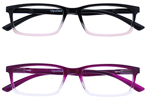 OPULIZE See Gafas Filtro Luz Azul x2 Estrecha Bisagras de Resorte Mejoran Sueño Reducen Dolor de Cabeza Ordenador Videojuegos Antirreflejante Rosa Morado Hombre Mujer BB9-45