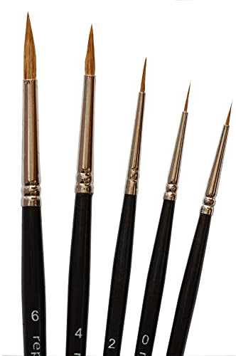 Rotmarder Pinselset Rotmarderhaar Künstler Marderhaarpinsel Set - Pinselgrössen 3/0, 0, 2, 4, 6