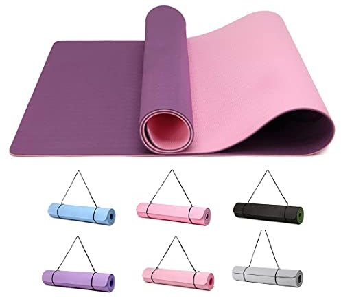 Good Nite Tappetino da Ginnastica da Yoga Tappetino Antiscivolo per Allenamento Sport Pilates con Tracolla 183 x 61 x 0,6 cm(Viola/Rosa)