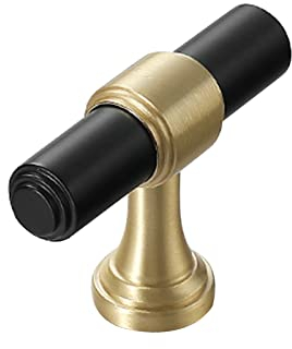 NANNAN0901 Reinem Kupfer Schrankgriffe Schubladengriffe Küchengriffe Stangengriffe Türgriffe Schlafzimmer Möbelgriffe Massives Kupfer Kleiderschränkegriff, Gold/Schwarz (Single hole)