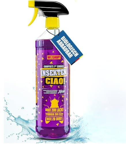 WOSHUP! Insektenlöser Xtra Skin Schutzfilm 1000 ml Insekten-Entferner, Insektenspray für Wohnwagen, Wohnmobil, Caravan, Auto, Motorrad für Lack, Windschutzscheibe, GFK, und Kunststoff (1 Liter)