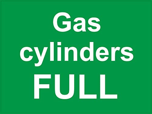 Kiwistar - Rigid - Sign - 20x15cm - Gas cylinders Full - Warning - Notice - Sticker - Safety - School - Home - Office