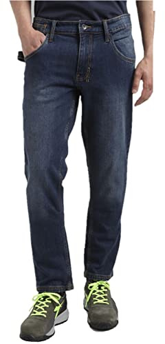 Pantalone Jeans da Lavoro Elasticizzato Diadora Utility Art. Pant Stone 4 Tasche e Portametro Colore Blu Jeans Lavato (EU M)