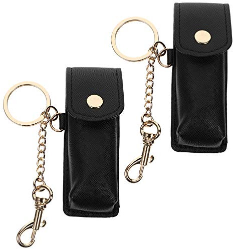 FOMIYES 2stücke Schlüsselanhänger Schutzhüllen Aufbewahrungstasche Für Lippenstift Schwarz Halter Tasche Tragbar