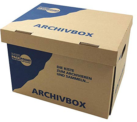 20 Stk. Archivbox Lagerbox 400x320x290mm extrem stabil, bis 250kg stapelbar/Ausführung: Braun mit Beschriftung Archivbox