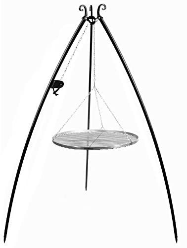 GMD Living Schwenkgrill GLOGAU 200 cm inkl. Grillrost aus Edelstahl + Kurbel, Größe:Grillrost Ø80 cm