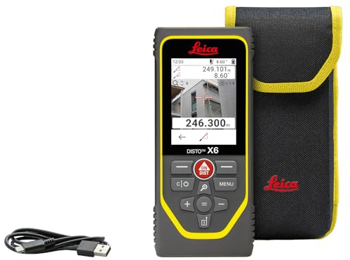 Leica DISTO X6 – télémètre Laser Robuste (Indice de Protection IP65) avec Bluetooth et viseur numérique pour mesures de Distance dans Les Conditions Les Plus Difficiles (intérieur et extérieur)