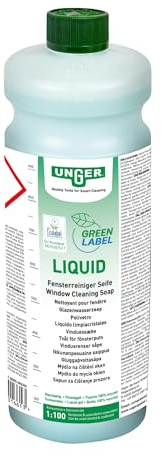 Unger Green Label Liquid (Fensterreinigungs-Seife, gelartiges Konzentrat, 1 Liter, pH-Wert 5,1, Fensterreiniger) GTL10