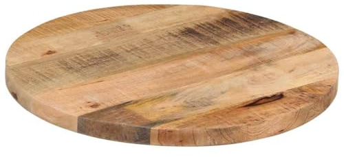vidaXL Tischplatte Ø 40x2,5 cm Rund Raues Massives Mangoholz