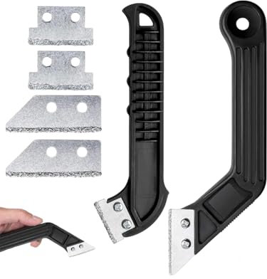 QLEUIFT 2 pcs Outil De Retrait De Coulis, Grattoir pour Carrelage, Retrait De Coulis De Carrelage avec, Couteau De Scie à Joint, Grattoir à Coulis, Décapant De Coulis Manuel(avec 2 Lames)