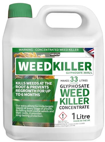 Extra Strong Glyphosate Weed Killer Concentrate 360g/L – Fast-Acting, Kills Weeds to the Root, Long-Lasting 6-Month Protection, Rainproof in 2 Hours – Ideal for Patios, Driveways, and Gardens