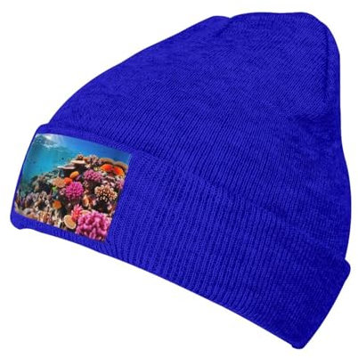 MDATT Beauty Fish Beanie-Mütze für Herren und Damen, Wintermützen für Damen und Herren, weich, warm, Unisex, Strickmütze mit Bündchen, blau, Einheitsgröße