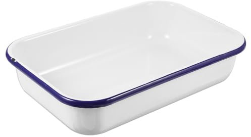 PAMINGONO Enamel Baking Tray Food Baking Pan Multifunctional Storage Tray Wear-Resistant Storage Pan Heat-Resistant Kitchen Tool for Tins and Cake Tins
