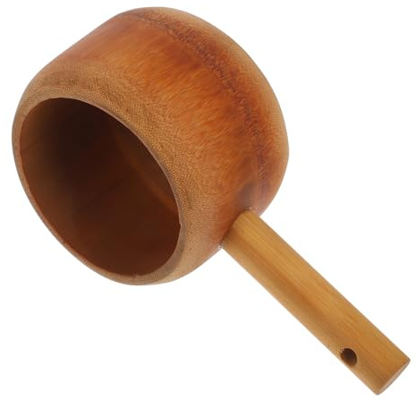 OSOLADY Wooden Water Ladle Multipurpose Oil Spoon with Fine Craftsmanship and Elegant Design, Beige Wood Material Kitchen and Bathroom Scoop for Bath Rinse and Cooking