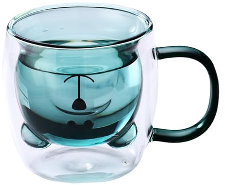 Pasdrucn 250ml Latte Macchiato Gläser Doppelwandig, Kristallklare Thermogläser Doppelwandig, Gläser Espressotassen Set Mit Henkel, Doppelwandige Kaffeegläser Teegläser, Cappuccino Tassen (Blau)