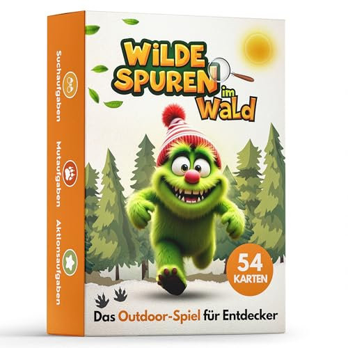 Everywhen Wilde Spuren – Schnitzeljagd im Wald für Kinder (5+) | Outdoor Schatzsuche-Kartenspiel für Familie & Geburtstag | Natur-Rallye, Rätsel & Aufgaben | 54 Entdeckerkarten