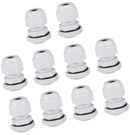 Unifizz 10Pcs PG9 Cable Gland – Durable Threaded Wire Connector with Locknut for 2-6mm Dia Cable Wire, White