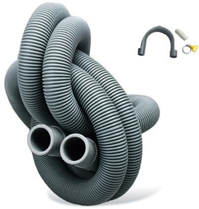 Washing Machine Drain Hose Double Ends Thick Wall Corrugated Design Flexible Extension Kits Movable Hook Hanger 4m/Accessories
