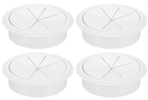 sourcing map 4 Pcs Desk Grommet, 3.15 inch 80mm Desk Cable Hole Cover Wire Hole Insert for Home Office Table Cabinet Cord Organizer, White