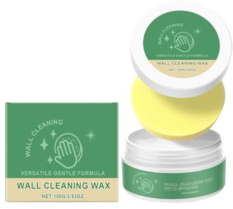 Crema Per La Pulizia Delle Pareti - Crema Per La Pulizia E Cura Delle Pareti Multiuso | Cera Per Rimozione Delle Macchie Della Vasca | Potenti Pareti Naturali Più Detergenti Con Spugna Per Segni Di Gr