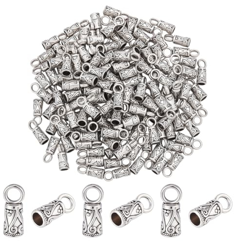 WADORN 150 Stück Endkappen Fasskordeln Zur Schmuckherstellung, 6mm x 15mm Tibetische Säulen Endkappen Stopper Lederfaden Kordelenden Verschluss Für Kumihimo Halsketten Armbänder Schmuckherstellung