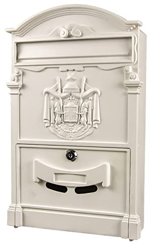 Boîte aux lettres vintage pour l'extérieur - Fixation murale - Style rétro - Avec serrure - Grande capacité - Blanc