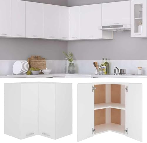 Eleganz Eckhängeschrank Lyon Weiß 57x57x60 cm - Küchenschrank aus Holzwerkstoff platzsparend & modern - Perfekt für kleine Küchen & effiziente Raumnutzung