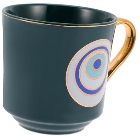 UKCOCO Tasse Céramique Œil Turc à Ouverture Mug Peint Main pour Café Lait et Thé avec Anse Confortable Bureau et Maison