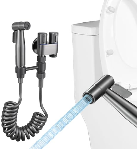 MLD Handheld Toilet Bidet Sprayer, Toilet Faucet Handheld Bidet Sprayers, Hand Shower Toilet Hose Sprayer Attachment for Water Spray and Cloth Diaper Wash (Grey)