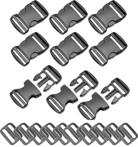 Zbssny 10Sets Plastic Side Release Buckles,Heavy Duty Buckle Clips Snaps Backpack Belt Tri-Glide Slides Replacement Buckles for Luggage Fastening Strap Pet Collar