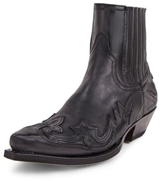 LMUIPMAA Bottines De Cowboy Homme Bout Pointu Broderie Western Bottes Bottines D'équitation en Cuir,Noir,48 EU