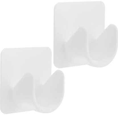 Lurrose Lot de 2 Supports de Tringle à Rideau Auto-adhésifs sans Perçage, Crochets Muraux Robustes pour Porte-serviettes et Rideaux, Fixation Adhésive Facile pour Salle de Bain, Matériau