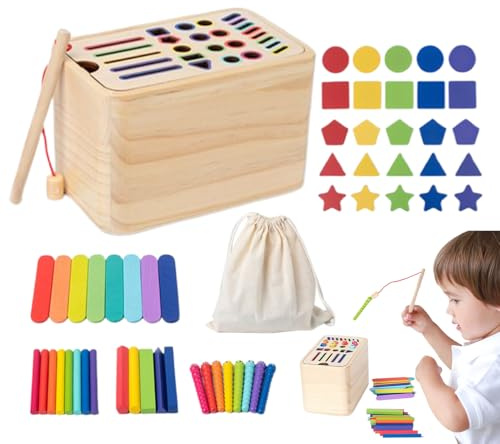 Fine Motor Toys - Wooden Peg Board Bead, Game For Tóddlers, Rainbow Stacking, Color Sorting Counting | Math Learning Educational Toy, Fine Motor Skills Development Early Childhood Learning
