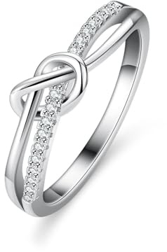 KnSam Au 375/585/750 Weißgold Verlobungsring Echter Schmuck, Herz Bandringe mit Diamant, Trauringe Weiß Gold 9K/14K/18K, Gr.47-65