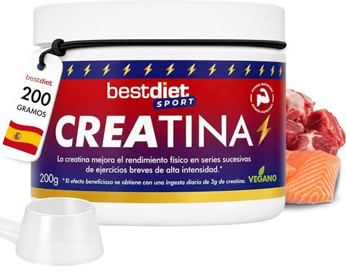 Creatina en Polvo – 200 g – Complemento Alimenticio con Creatina Monohidrato – Ideal para Deportistas y Rutinas de Entrenamiento – Fácil Disolución – Bestdiet SPORT