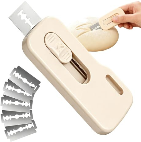 Brödlamé | Magnetisk Halksäker Handtags Rakbladsskärare Med 5 Blad | Degskårer och Surdegsskärare | För Bakälskande Kvinnor Och Hemmabagare Bageri Hembakat Bröd Och Bakverk