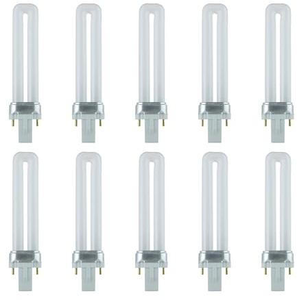 Sunlite 40499 PL7/SP35K Plugin U-Shaped Compact Fluorescent Lamp, 7 Watts, 360 Lumens, 3500K Neutral White, 2-Pin (G23) Base, 10 Pack