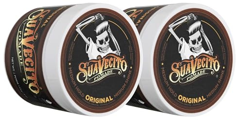 Suavecito Pomade Original All Day Hold for Hairstyles for Men, Medium Shine Water Based Wax Like Flake Free Gel, Easy To Wash Out, 8 Oz, Pack of 2