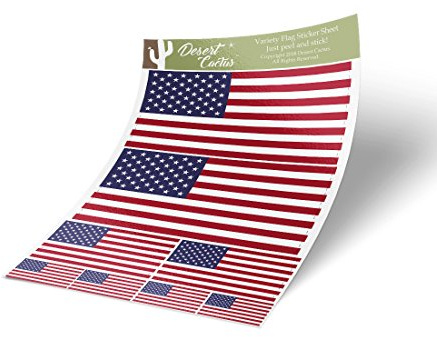 Desert Cactus United States of America Country Flag Sticker Decal Variety Size Pack 8 Total Pieces Kids Logo Scrapbook Car Vinyl Window Bumper Laptop American V