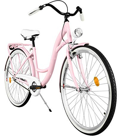 MILORD Cómoda Bicicleta de Ciudad, Bicicleta, 1 Velocidades, Rueda de 26, Rosa