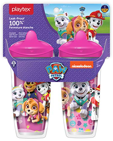 Playtex Sipsters Stage 3 Paw Patrol auslaufsicherer, auslaufsicherer, bruchsicherer Ausgießbecher für Mädchen, 266 ml, 2 Stück