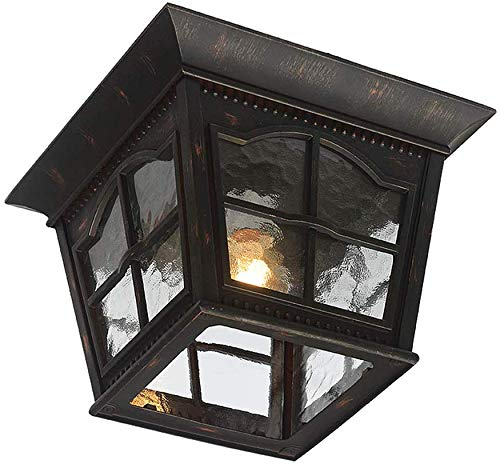 Außendeckenleuchte Aluminium Und Glas Lampenschirm Retro Deckenlampe Für Balkon Bad Korridor Flur Hauseingang Aisle Feuchtigkeitsfest Deckenbeleuchtung 27.3 * 27.3 * 20Cm