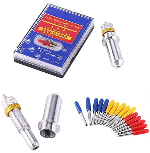 LANTRO JS Cutter Blades 15Pcs 30/45/60 Grad Schneidklingen aus Wolframstahl mit Halter für Plotter
