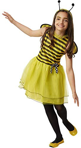 dressforfun 900556 Caroline den lilla bidräkten | Gul med svarta ränder topp och tyllkjol | Djur geting humla insekt snygg klänning med tillbehör