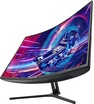 Sceptre 32-inch Curved Gaming Monitor Overdrive up to 240Hz DisplayPort 165Hz 144Hz HDMI AMD FreeSync Build-in Speakers, Machine Black (C325B-185RD)