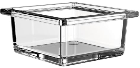Emco Liaison Glasschale quadratisch für Reling, Kristallglas klar, flach, Chrom
