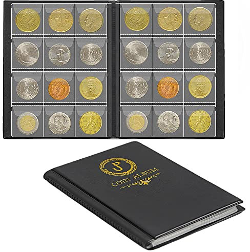 120-Taschen-Münzensammelbuch - Passt Für Münzen Unter 25mm, 3x3cm/1,2x1,2 Zoll Münzhalter Sammel-Speicheralbum Für Penny, Cent, Euro CS3712BK