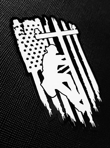 Lineman Linesman Electrical Power Line Pole American Flag Tech Sticker Decal (12)